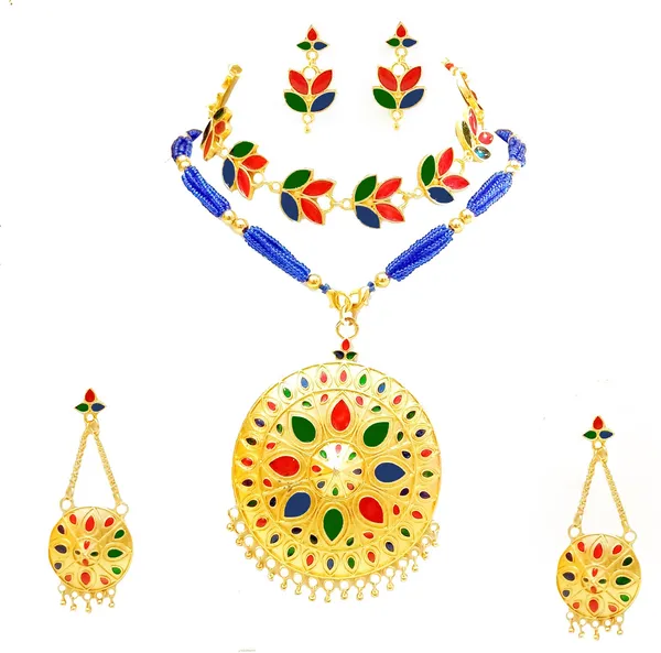 Assamese_Traditional_Multi_Color_Japi_And_Golpata_Jewellery_Set_For_Women